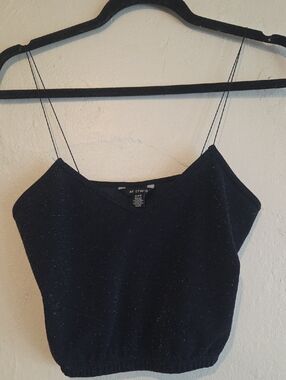 Navy Blue Sparkle Cropped Cami Top